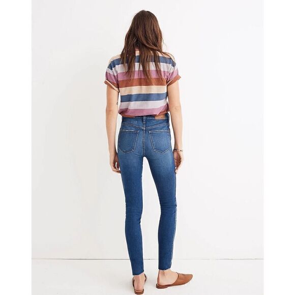 Madewell 10" High-Rise button fly frayed hem Skinny Jeans in Hanna Wash size 28 - Picture 3 of 12